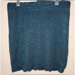 TORRID Floral Lace Mini Skirt Dark Teal Scalloped Hem Womems Size 1 / XL Lined